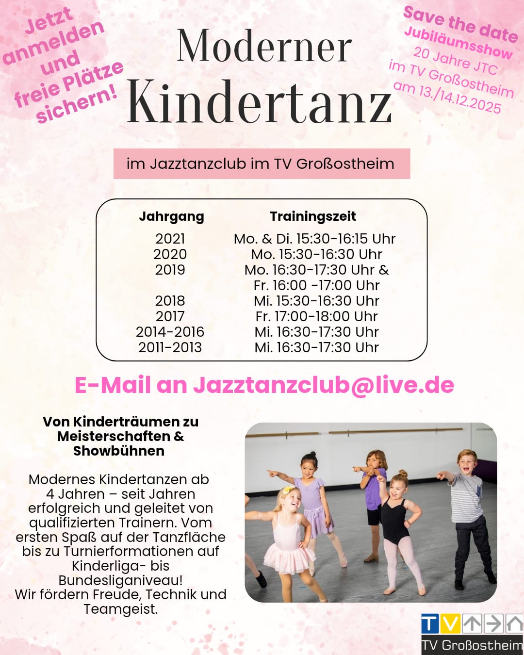 Freie Plätze im Modernen Kindertanzen